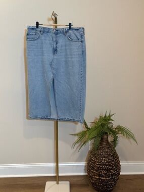 Abercrombie Midi Denim High Rise Skirt
